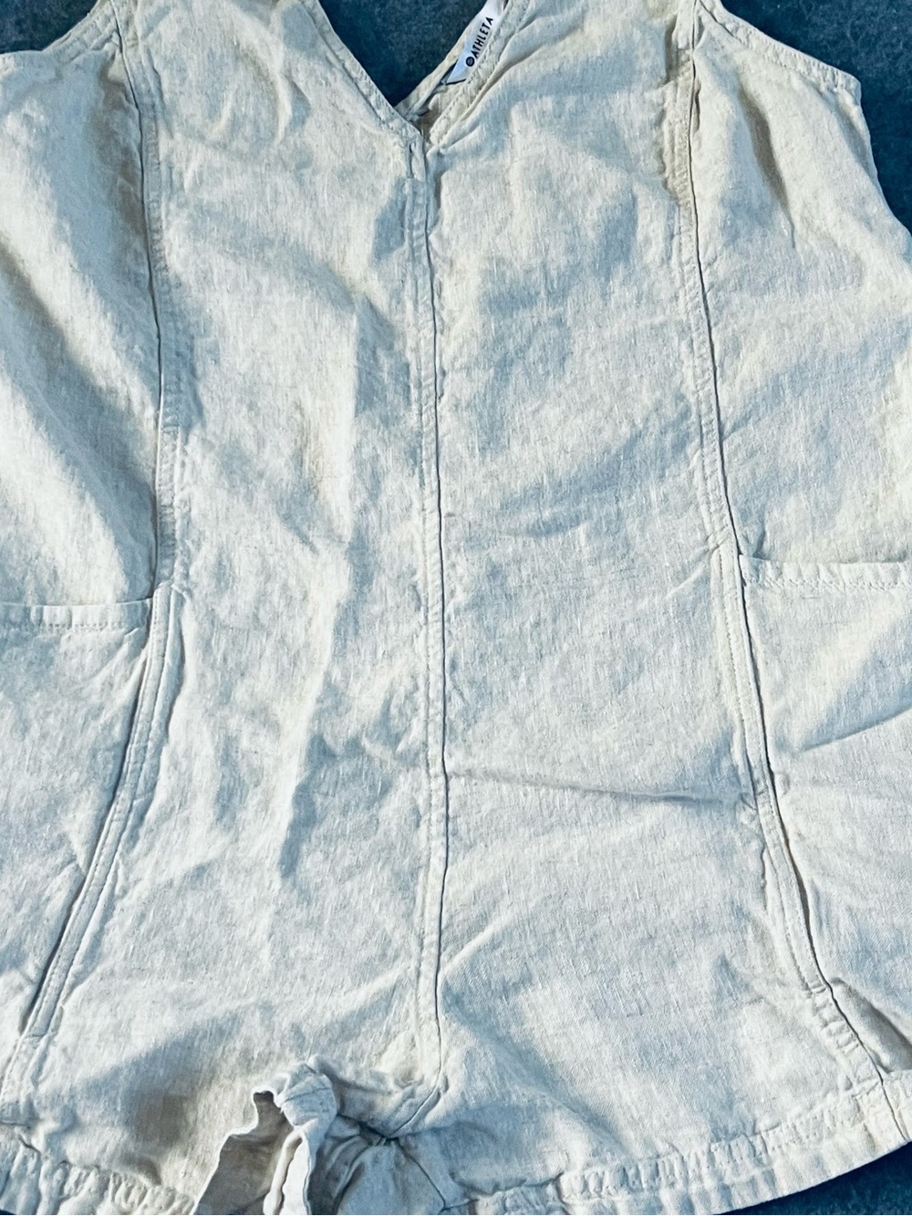 Athleta Natural V-Neck Linen Romper - Picture 4 of 7